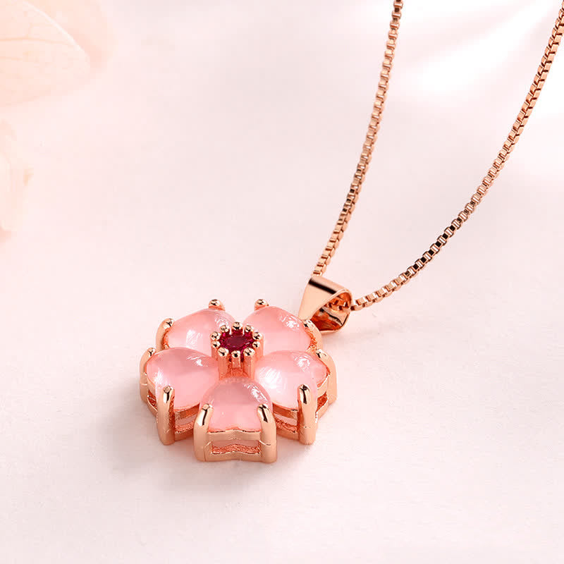 Buddha Stones Pink Crystal Love Heart Flower Soothing Necklace Pendant - image 3