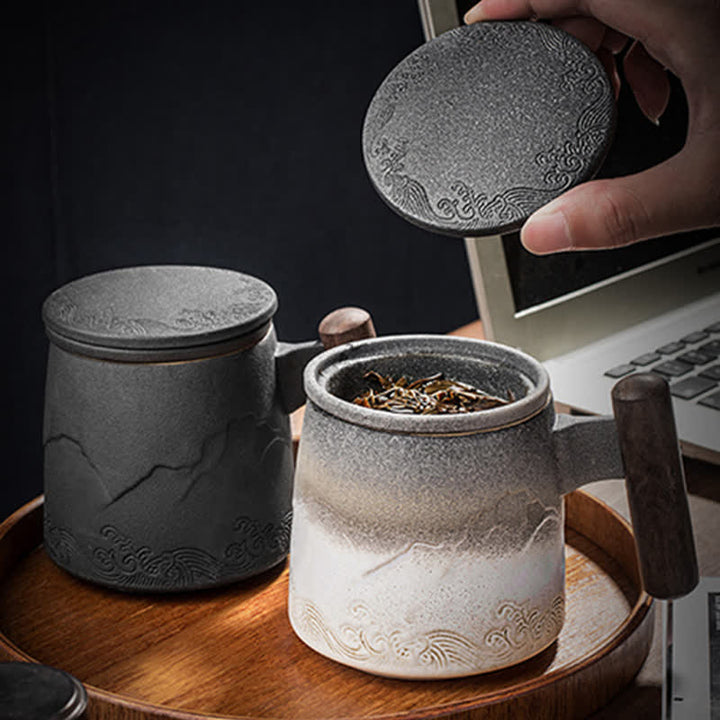 Buddha Stones Vintage Mountain Sea Ceramic Teacup Tea Cups - image 12