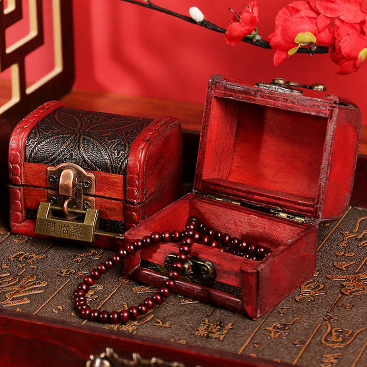 Buddha Stones Retro Small Wood Jewelry Box Lotus Golden Grape Copper Coin Daffodil Grass Flower Jewelry Storage Box - image 16