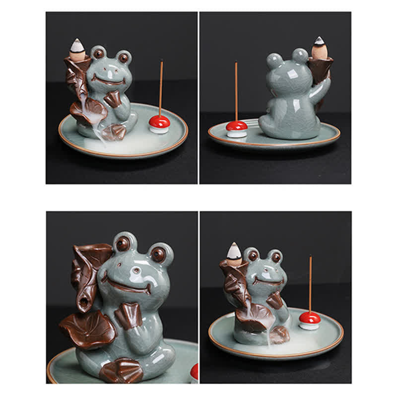 Meditation Frog Ceramic Lotus Healing Incense Burner - image 10