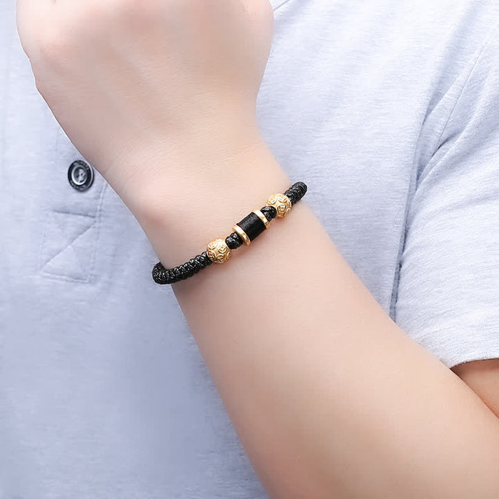 Buddha Stones 999 Sterling Silver Copper Coin Bead Copper Balance Braided String Bracelet - image 11