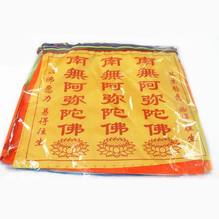 Buddha Stones Tibetan 7 Colors Windhorse Letter Auspicious Lotus Outdoor 21 Pcs Prayer Flag - image 15