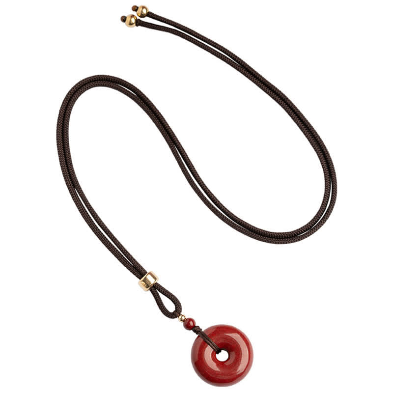 Buddha Stones Cinnabar Peace Buckle Calm Blessing Necklace Pendant - image 4