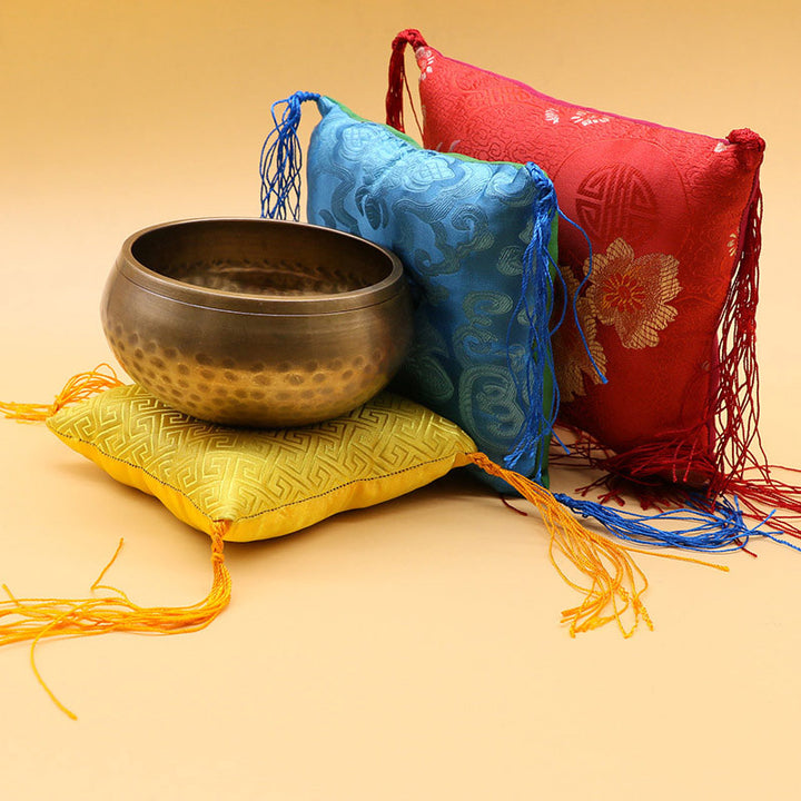 Buddha Stones Tibetan Singing Bowl Cushion Decoration with Tassel Decoration - image 2