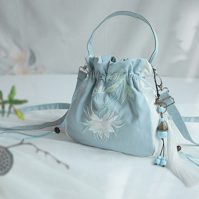 Buddha Stones Handmade Embroidered Flowers Canvas Tote Shoulder Bag Handbag - image 45