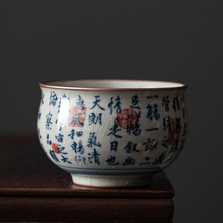 Buddha Stones Mountain Landscape Lotus Orchid Pavilion Gathering Ceramic Teacup Kung Fu Tea Cup - Orchid Pavilion Gathering - 7.8cm*5.2cm*120ml - image 11