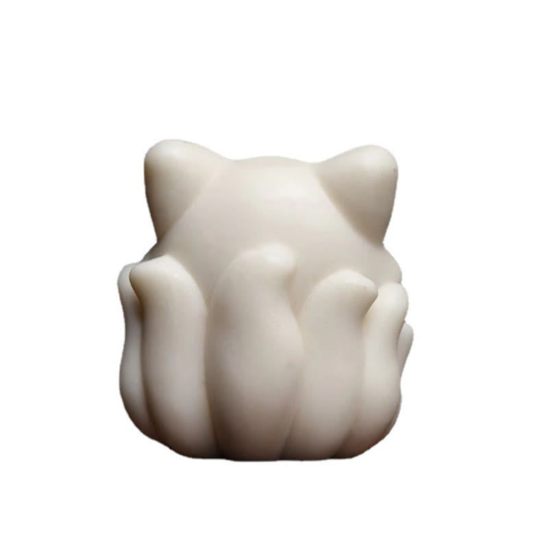 Buddha Stones Mini Nine Tailed Fox Ivory Fruit Sandalwood Green Sandalwood Blessing Decoration - image 9