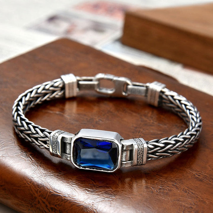 Buddha Stones Retro Blue Acrylic Dragon Keel Braided Design Healing Wealth Buckle Bracelet - image 2
