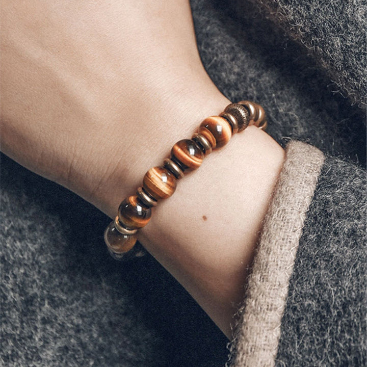 Buddha Stones Tiger Eye Stone Copper Protection Bracelet - image 6