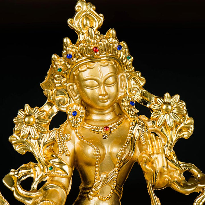 Buddha Stones Bodhisattva White Tara Hope Protection Gold Plated Statue Decoration - image 8