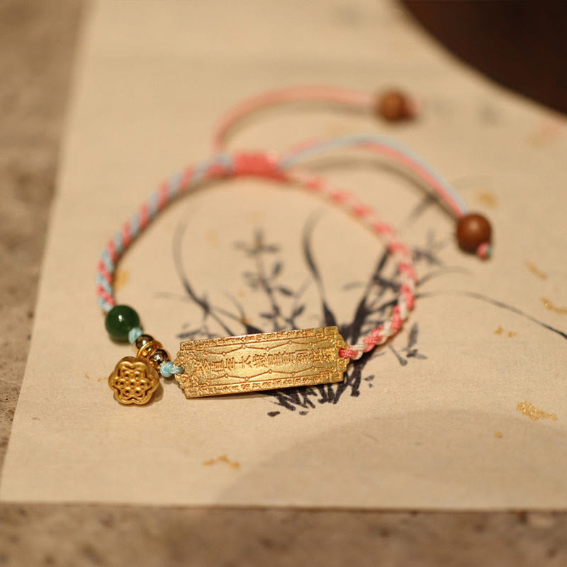 Buddha Stones 925 Sterling Silver Handmade Multicolor String Protection Luck Charm Braid Bracelet - image 1