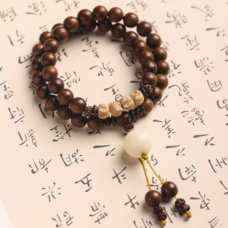 Buddha Stones Sandalwood Small Leaf Red Sandalwood Bodhi Seed Purification Double Wrap Bracelet - image 4