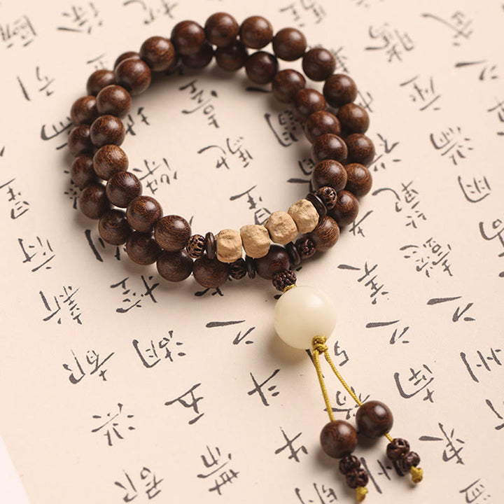 Buddha Stones Sandalwood Small Leaf Red Sandalwood Bodhi Seed Purification Double Wrap Bracelet - image 4