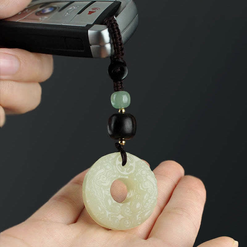 Buddha Stones PiXiu Jade Peace Buckle Abundance Wealth Key Chain - Jade (Prosperity ♥ Abundance) - image 0