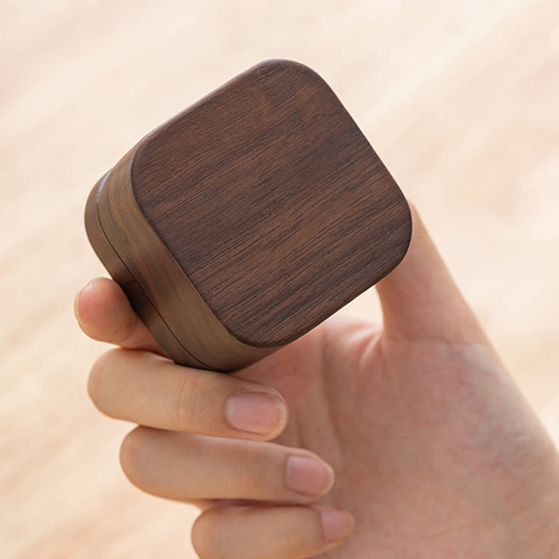 Retro Handmade Black Walnut Wood Ring Jewelry Storage Box Leaf Wooden Gift Box - image 2