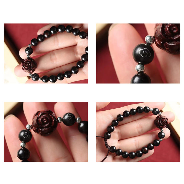 Buddha Stones Small Leaf Red Sandalwood Sooth Bracelet - image 6