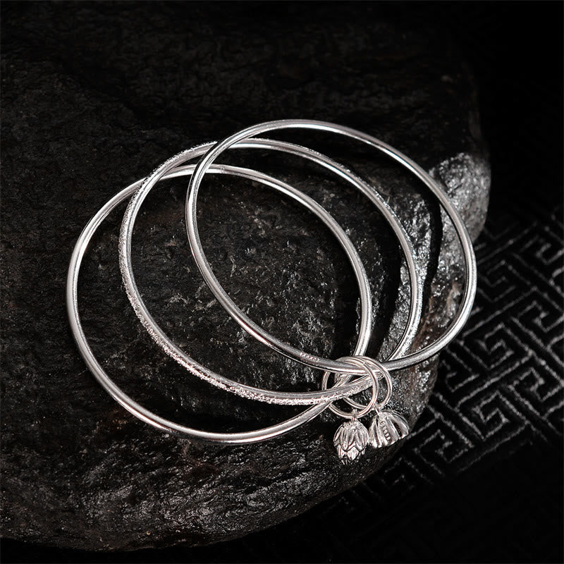 Buddha Stones Lotus Flower Pod White Copper New Beginning Bracelet Bangle - image 1