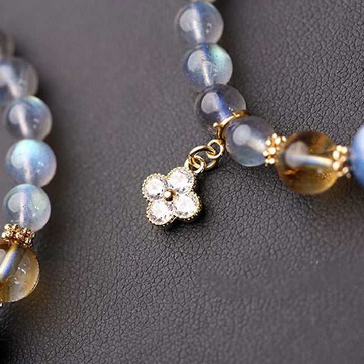 Buddha Stones Natural Moonstone Flower Chram Healing Beads Bracelet - image 7