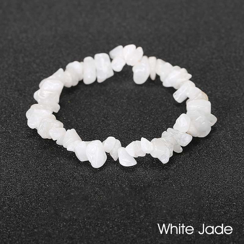 Natural Irregular Shape Crystal Stone Warmth Soothing Bracelet - White Jade - image 75