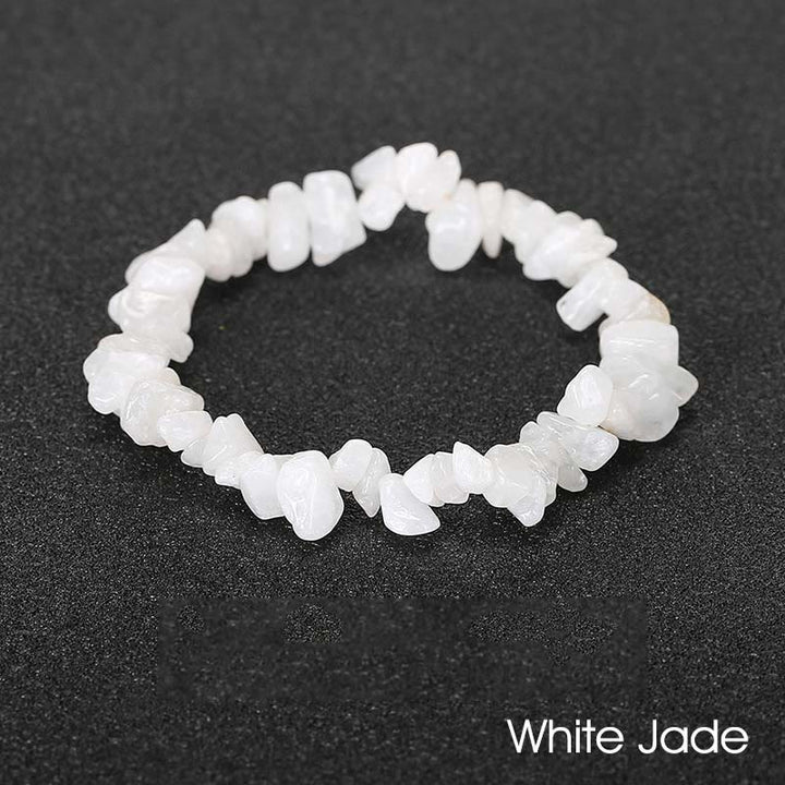 Natural Irregular Shape Crystal Stone Warmth Soothing Bracelet - White Jade - image 75