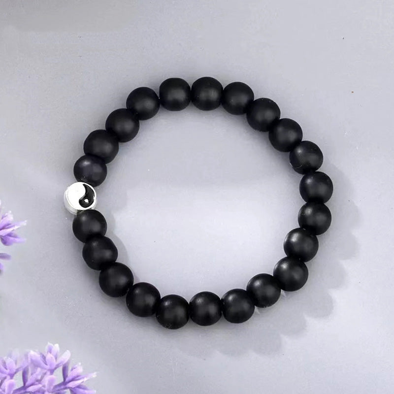 Buddha Stones 3pcs Natural White Turquoise Frosted Stone Bead Yin Yang Wealth Bracelet - image 8