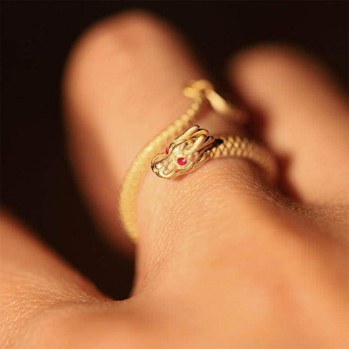 Buddha Stones 925 Sterling Silver Vintage Year of the Dragon Luck Protection Strength Adjustable Ring - image 5