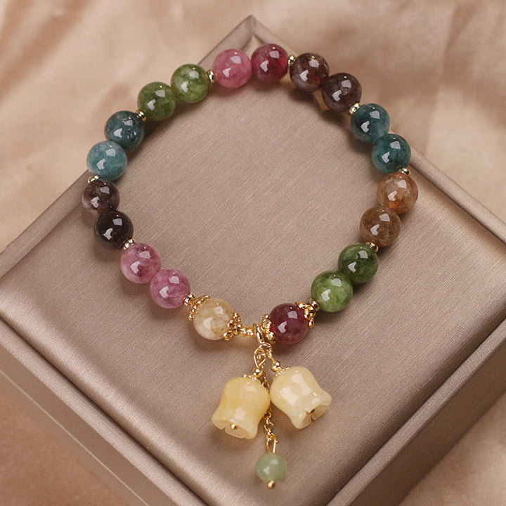 Buddha Stones Natural Colorful Tourmaline Flower Bead Love Bracelet - image 5