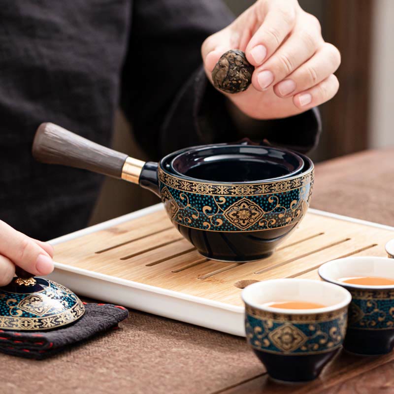 Buddha Stones Chinese Gongfu Tea Set Design Ceramic Teapot Portable Gift Bag - image 12