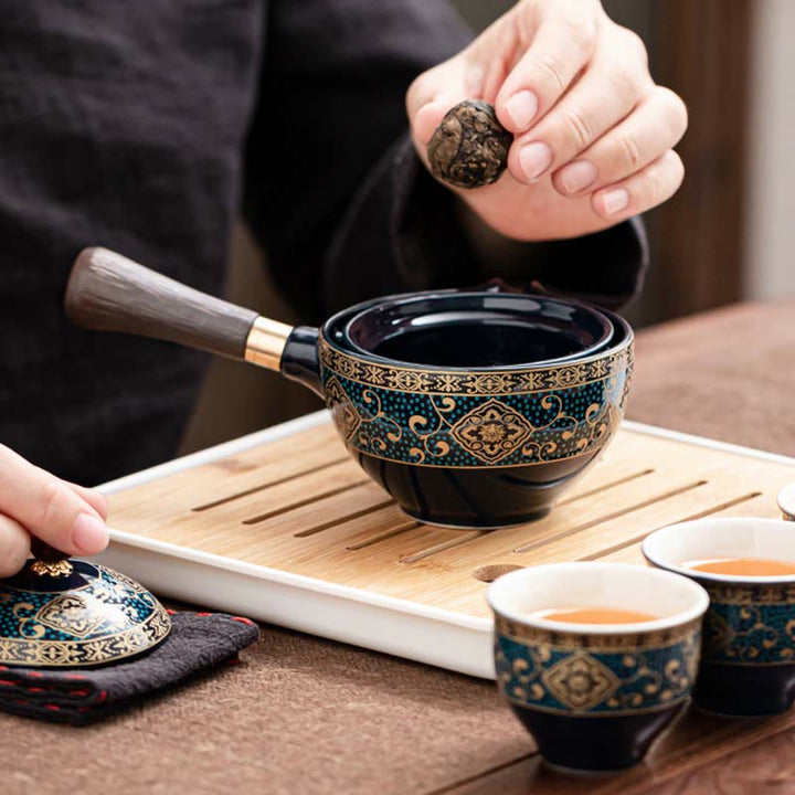 Buddha Stones Chinese Gongfu Tea Set Design Ceramic Teapot Portable Gift Bag - image 12