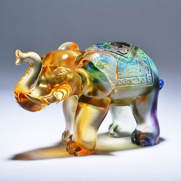 Handmade Liuli Crystal Elephant Art Piece Wisdom Wealth Home Decoration - image 5