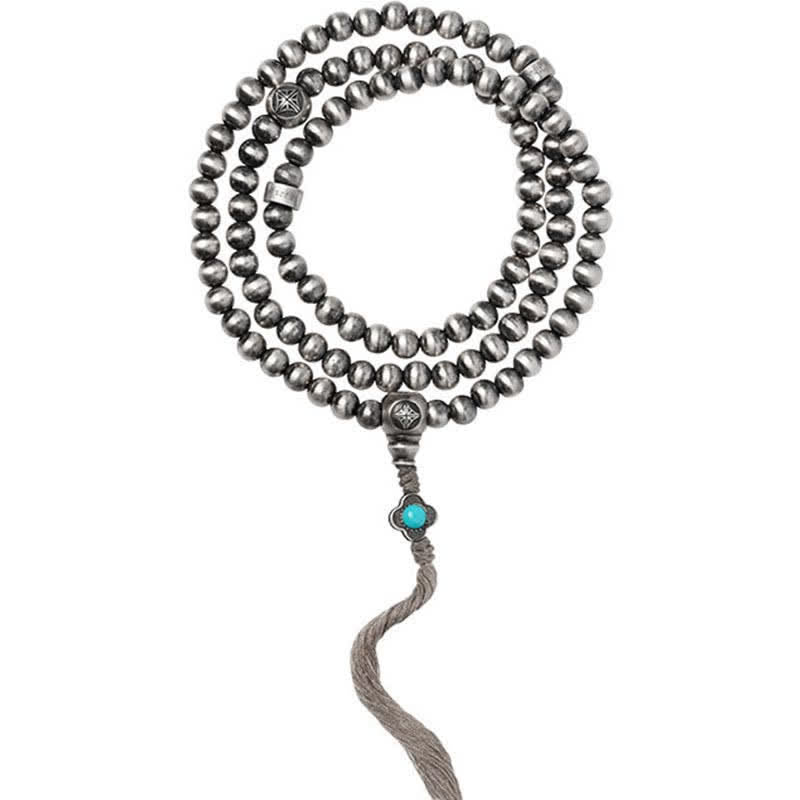 Buddha Stones 108 Mala Beads 925 Sterling Silver Red Agate Turquoise Confidence Charm Bracelet - 8mm - 925 Sterling Silver&Turquoise - image 7