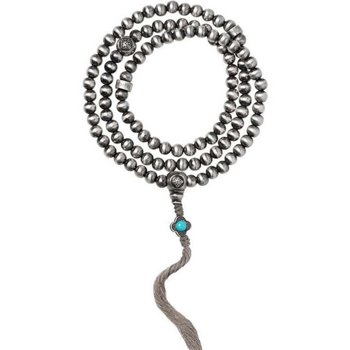 Buddha Stones 108 Mala Beads 925 Sterling Silver Red Agate Turquoise Confidence Charm Bracelet - 8mm - 925 Sterling Silver&Turquoise - image 7