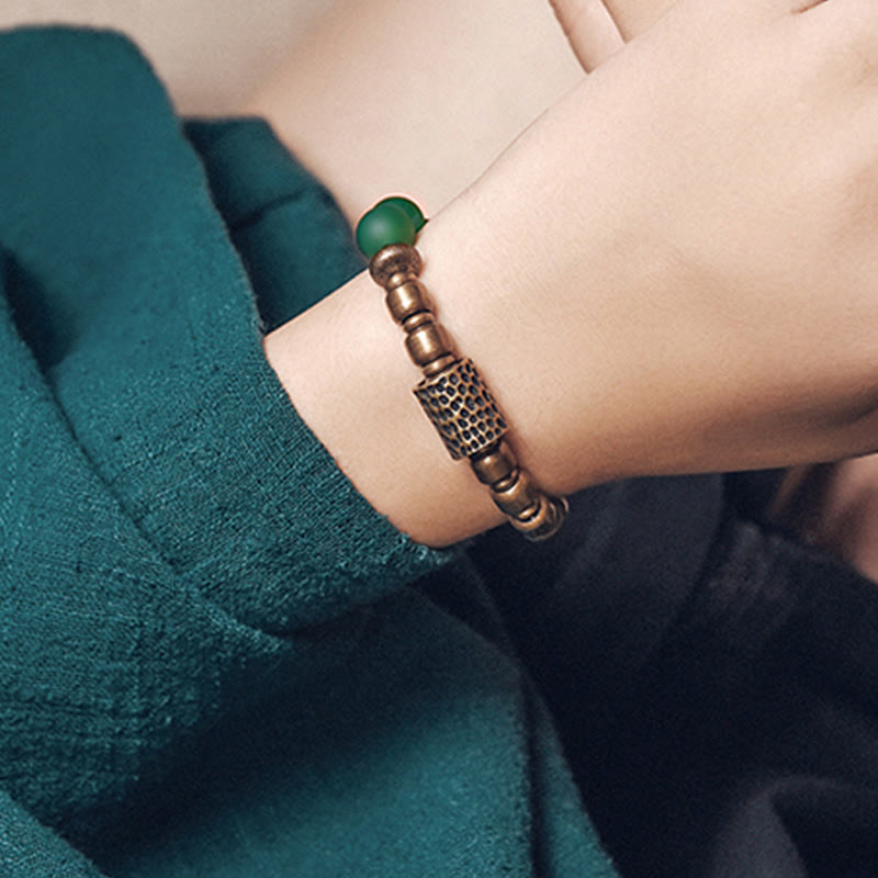 Buddha Stones Tibetan Red Agate Green Agate Copper Confidence Fortune Bracelet - image 9