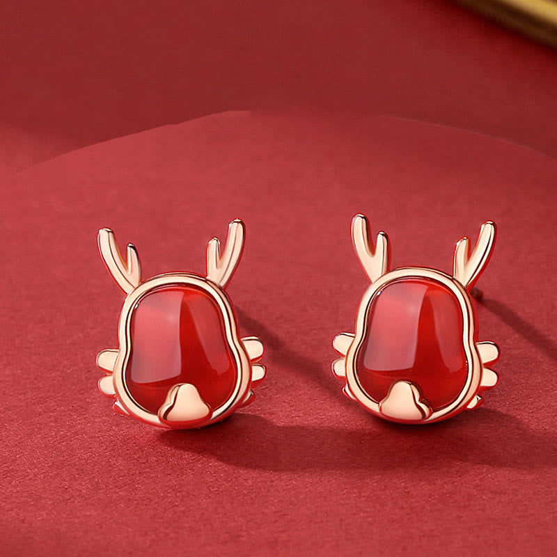 ❗❗❗A Flash Sale- Buddha Stones 925 Sterling Silver Year of the Dragon Natural Red Agate Dragon Attract Fortune Fu Character Strength Bracelet Necklace Pendant Earrings - Earrings - image 15