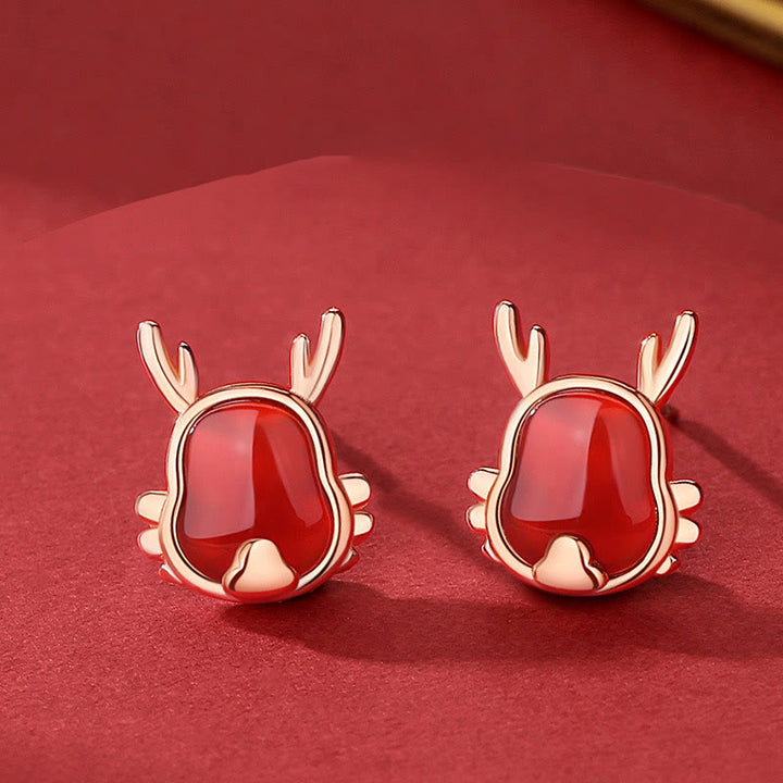 ❗❗❗A Flash Sale- Buddha Stones 925 Sterling Silver Year of the Dragon Natural Red Agate Dragon Attract Fortune Fu Character Strength Bracelet Necklace Pendant Earrings - Earrings - image 15