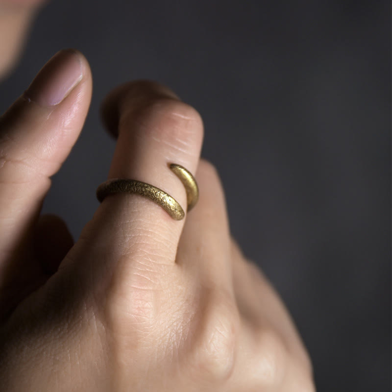 Buddha Stones Simple Design Copper Luck Adjustable Ring - image 2