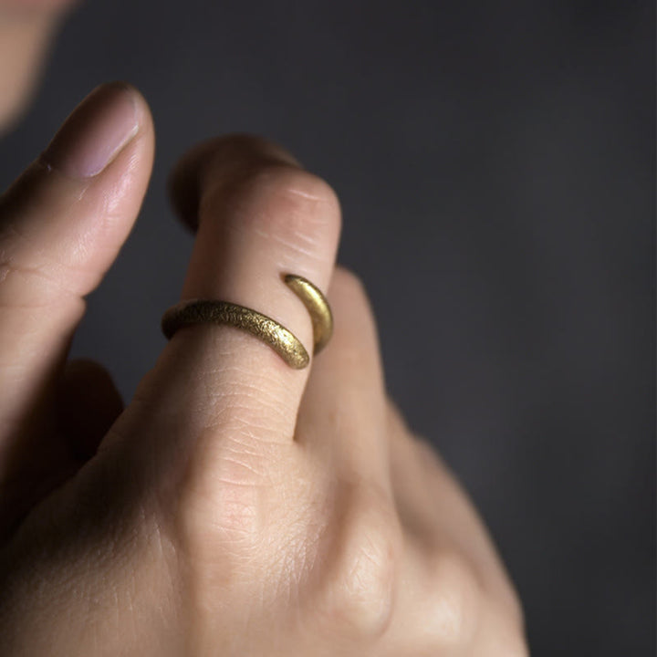 Buddha Stones Simple Design Copper Luck Adjustable Ring - image 2