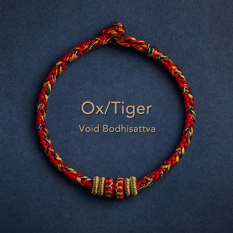 Buddha Stones Tibet Handmade Chinese Zodiac Natal Buddha Luck Strength Braided String Bracelet - Ox/Tiger-Void Bodhisattva - 17-19cm - image 6