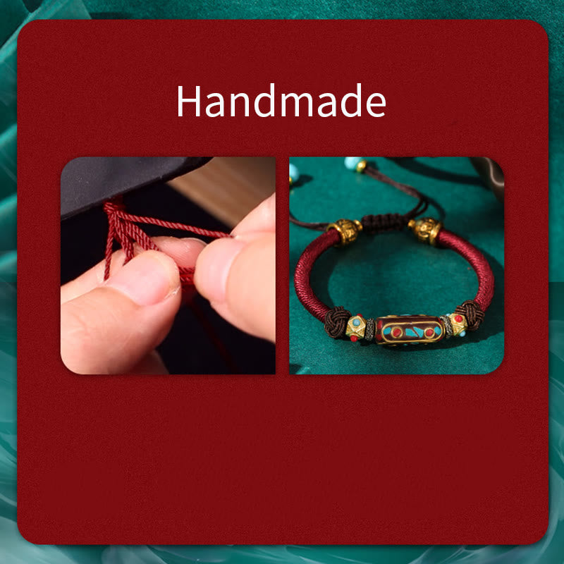 Buddha Stones Handmade Tibetan Turquoise Om Mani Padme Hum Strength Braided Bracelet - image 5