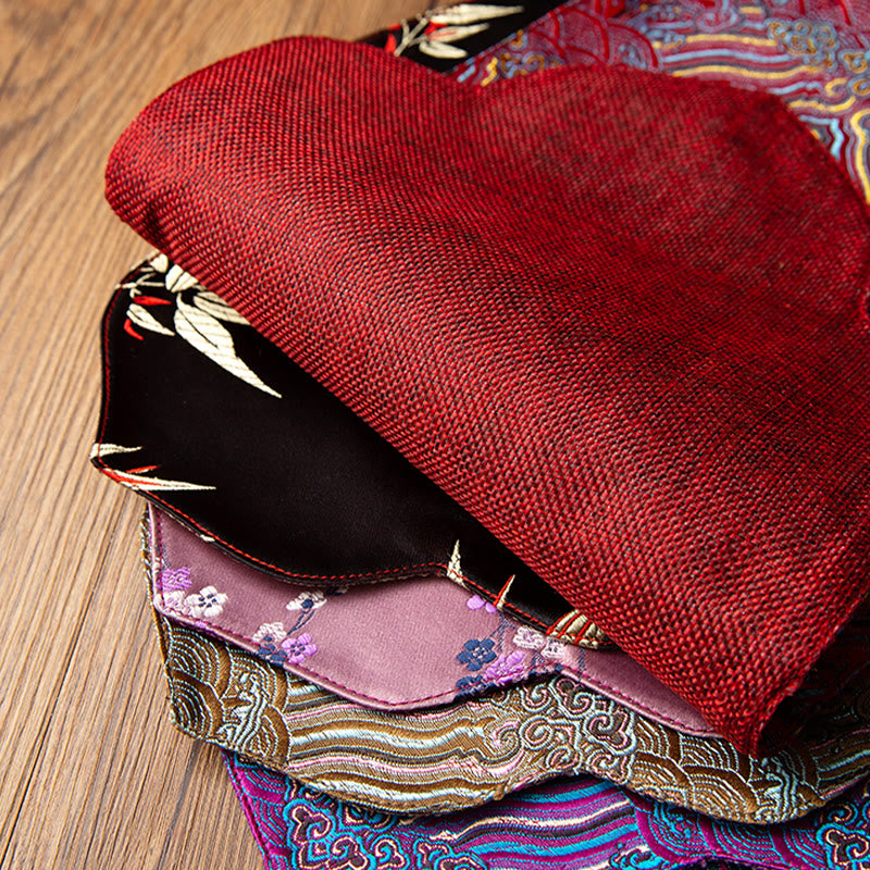 Buddha Stones Sea Wave Bamboo Plum Blossom Brocade Embroidery Cup Mat Pad Tea Cup Coaster Kung Fu Tea Mat - image 3