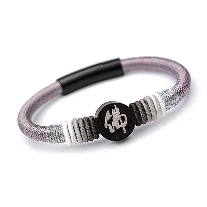 Buddha Stones Buddha Character Ebony Handcrafted Rope Bracelet - image 2