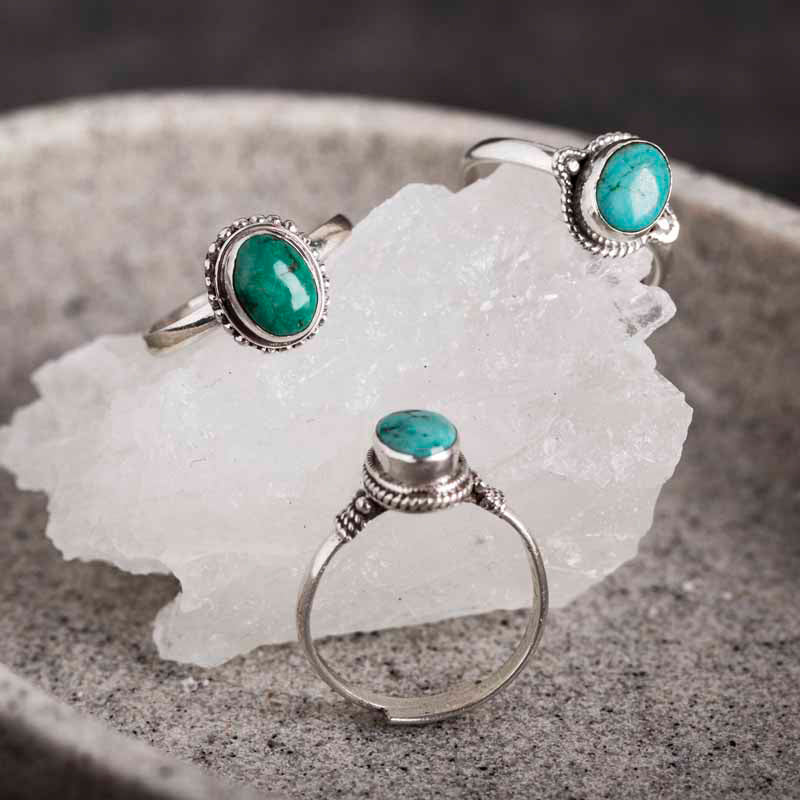 Buddha Stones 925 Sterling Silver Turquoise Wisdom Love Ring - image 17