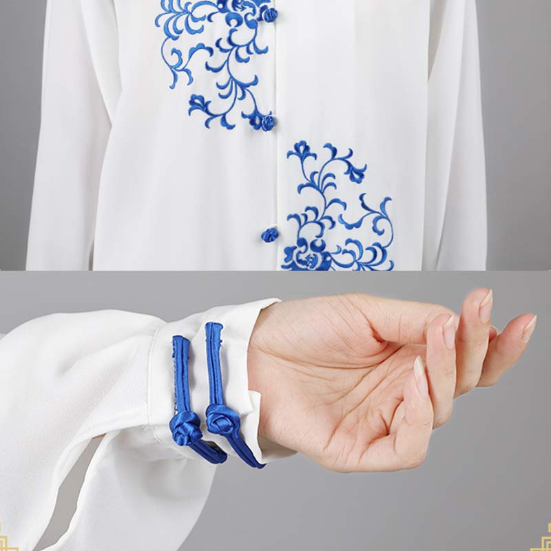 Buddha Stones Flower Embroidery Meditation Prayer Spiritual Zen Tai Chi Qigong Practice Unisex Clothing Set - image 15