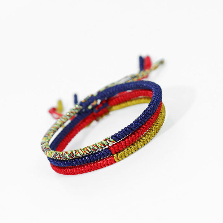 Buddha Stones Tibet Handmade Multicolor King Kong Knot Faith Protection Braided Two-Color String Bracelet - image 2