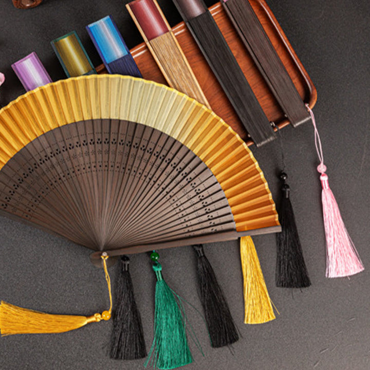 Buddha Stones Gradient Handheld Bamboo Folding Fan - image 12