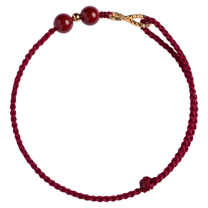 Buddha Stones Cinnabar Blessing Red String 14K Gold Infinity Symbol Bracelet Anklet - image 8