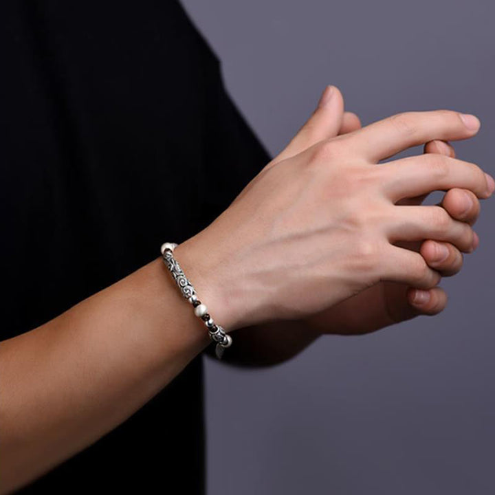 Buddha Stones Tibet Handmade Copper 999 Sterling Silver Auspicious Cloud Wealth String Bracelet - image 2