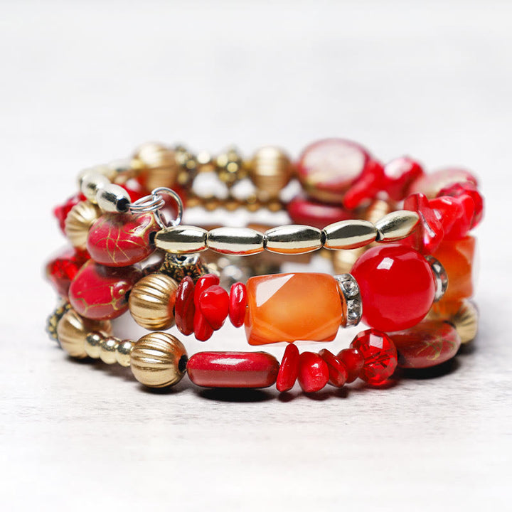 Buddha Stones Multilayer Irregular Turquoise Agate Beads Blessing Bracelet - image 10