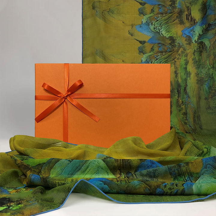 Buddha Stones A Panorama of Rivers and Mountains 100% Mulberry Silk Scarf Premium Grade 6A Silk Shawl - image 8