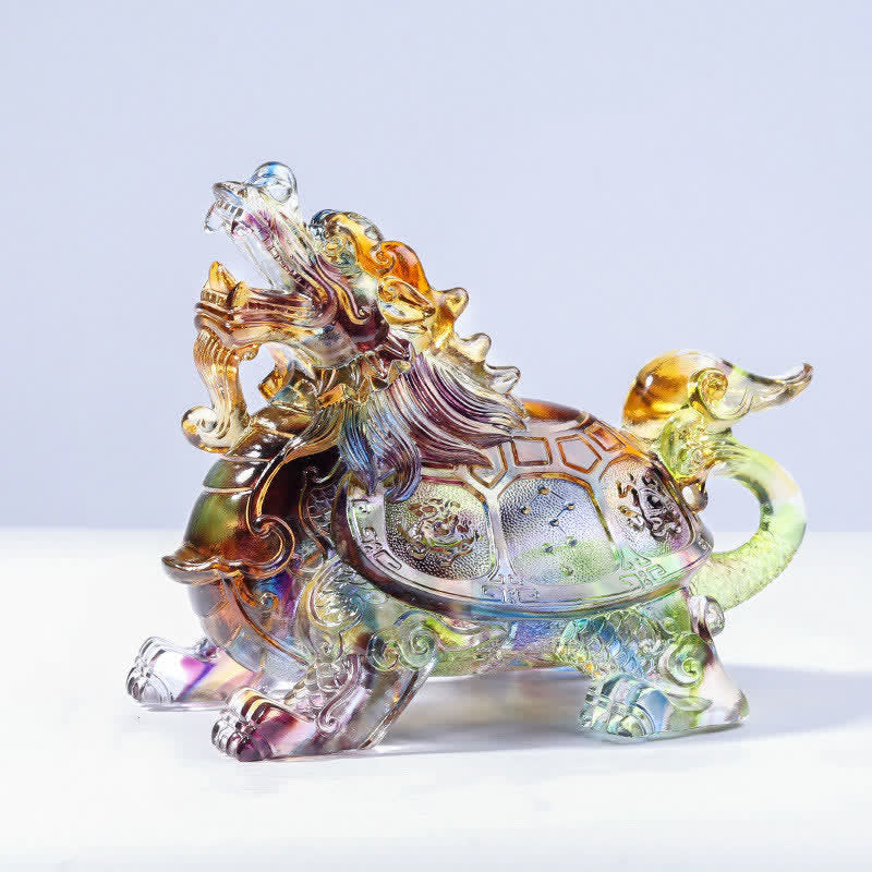 Feng Shui Dragon Turtle Handmade Liuli Crystal Art Piece Home Office Decoration - image 5